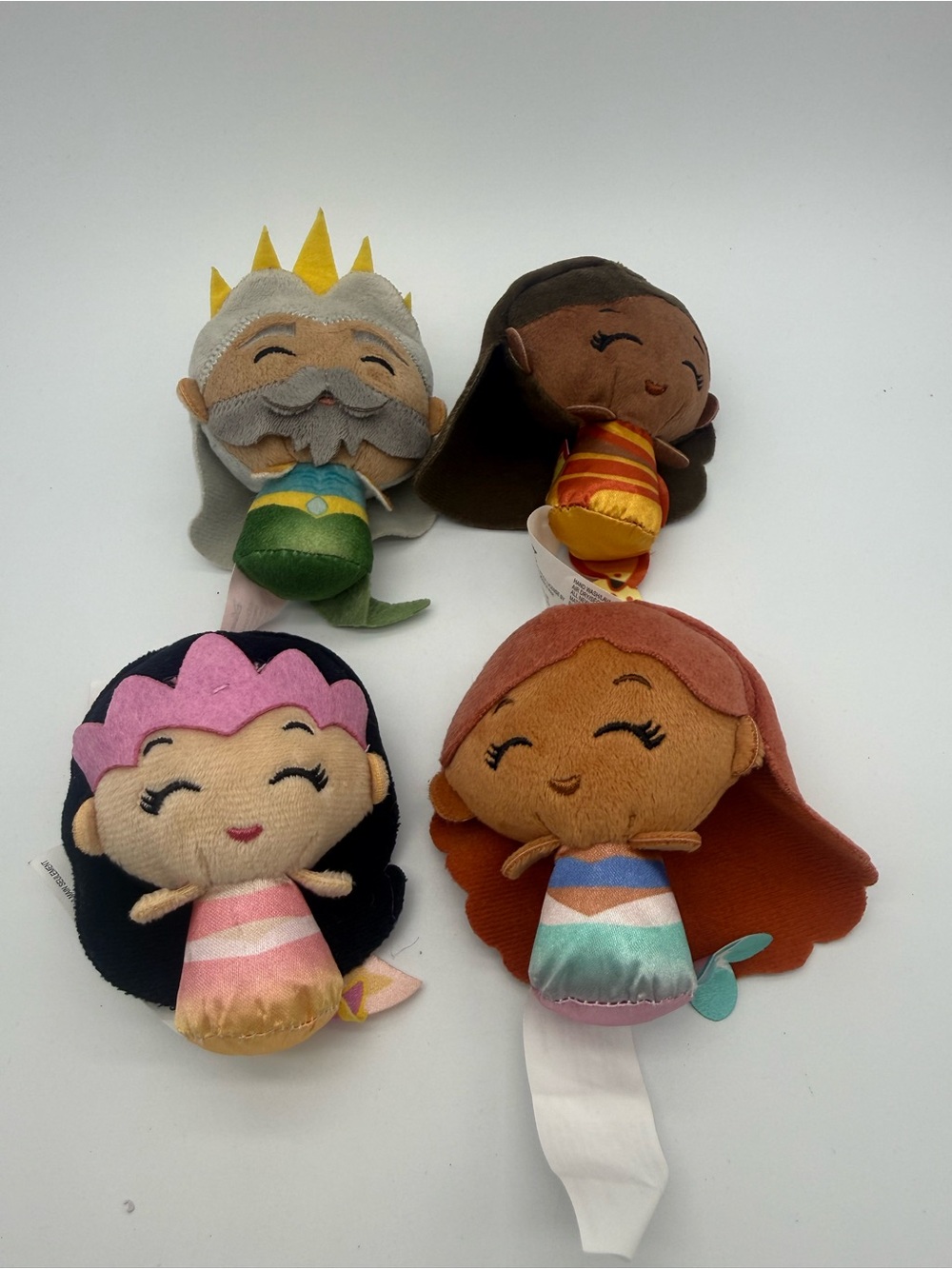 Lot of 4 Disney Little Mermaid Mystery Mini Plush Dolls Ariel King Triton Mala
